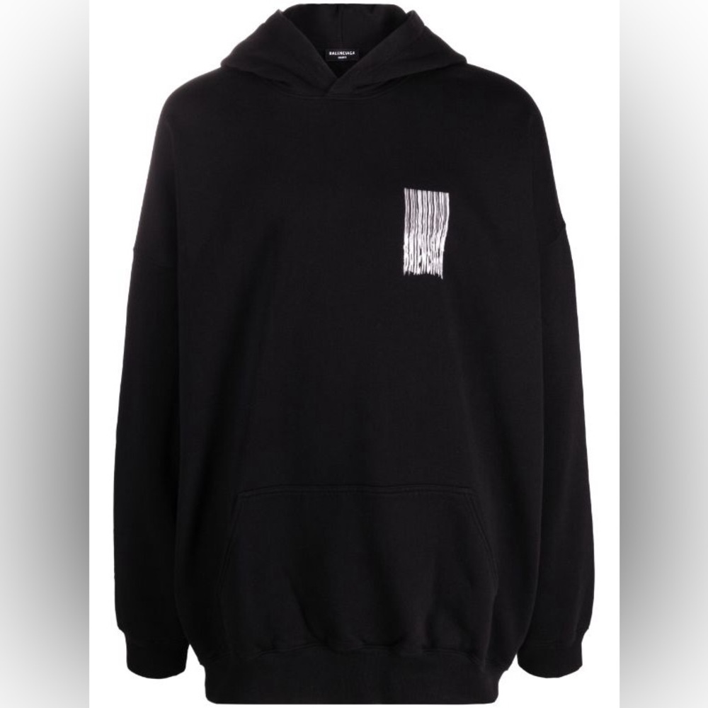 BALENCIAGA oversized black barcode hoodie - authentic